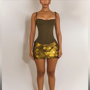 Gold and Olive Mini Dress